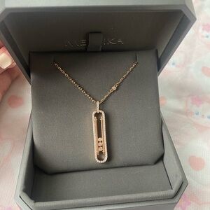 Messika Rose Gold Diamond Slide Pendant Necklace